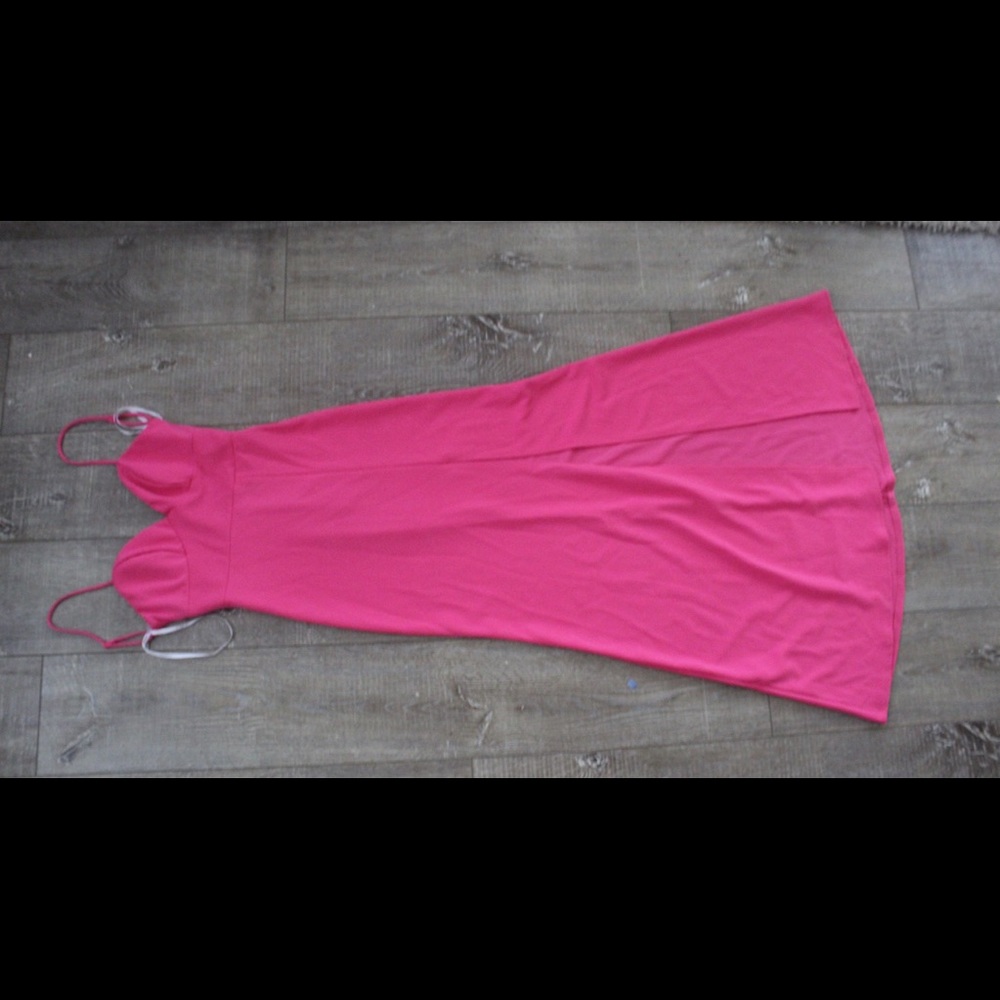 Pink Maxi Prom Dress with slit on side